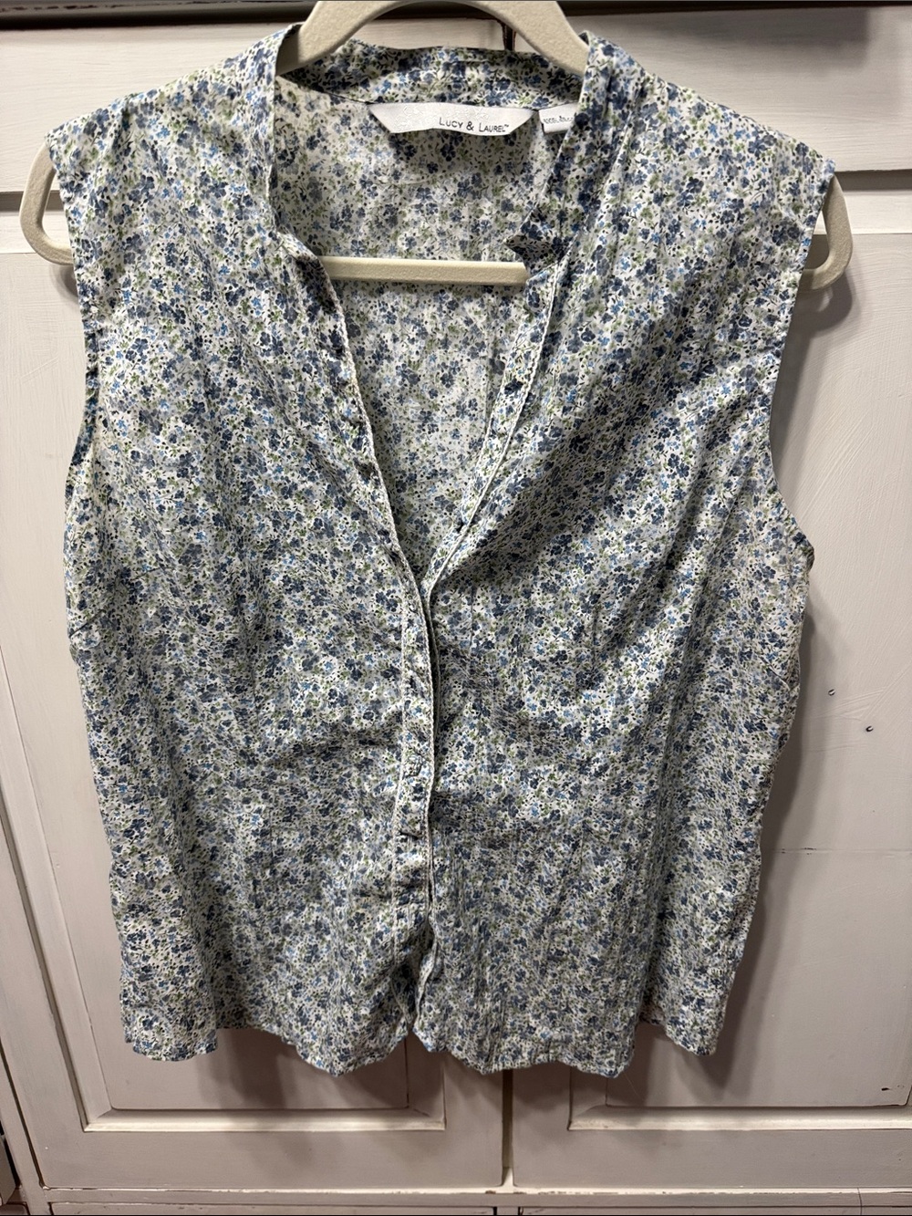 Lucy & Laurel Sleeveless Floral Button-Front Blouse